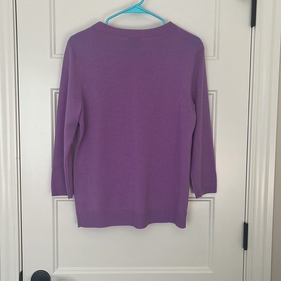 Women’s cashmere sweater, 3/4 length sleeves, purple, slim fit, L, never worn - Picture 3 of 4